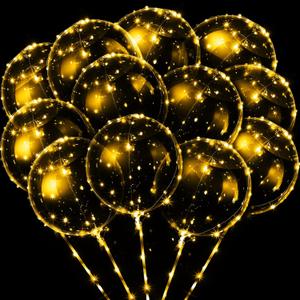 Vinsot 30 Pack LED Bobo Balloons Light Up Balloons Clear Helium Bubble Bobo Glow with String Lights for Parties Birthday Wedding Decoration(Warm Light 20 Inch, 30)