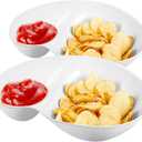 2 Pieces Chip and Dip Serving Set Divided Serving Trays Platters Chip and Dip Bowl Compartment Cheese Ball Serving Dish Dumpling Plate for Party Appetizers Snacks Veggies, White