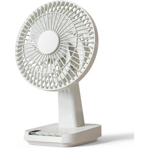 CARONSORT Small Desk Fan, Table Oscillating Fans for Bedroom, Rechargeable Battery Operated 6-inch Mini Fan, 4 Speeds, Quiet Fan with Night Light for Home/Dorm Room/Bedroom/Office