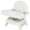 Booster Seat for Kitchen Chair, 3-in-1 Foldable Baby Booster Seat with Removable Dual Tray & 3-Point Harness, Portable Toddler Booster Chair for Dinning Table, Travel, Outdoor Camping, Gray