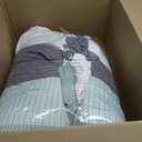 Andency Full Size Comforter Set Sage Green - 7 Pieces Green Striped Lightweight Bed in a Bag, Soft Reversible Bedding Set with Comforter, Fitted & Flat Sheet, Pillowcases & Shams