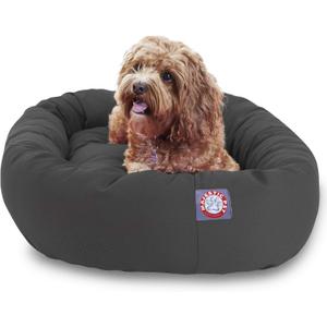 Majestic Pet 32 Inch Bagel Calming Dog Bed Washable – Cozy Soft Round Dog Bed with Spine Support for Dogs to Rest Their Head - Fluffy Donut Puppy Mat 32x23x7 (Inch) Medium – Gray