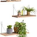 MITIME Floating Shelves Set of 3 Rustic Solid Wood Floating Shelf Wall Storage Shelves for Living Room, Bedroom, Bathroom, Kitchen Laundry, Office, no Drill Shelf (Light Color L+M+S)