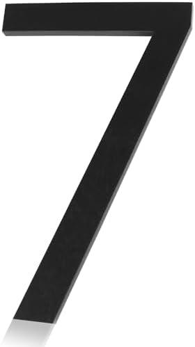 Frosted Matte Black Acrylic House Number 7 - Self Adhesive Address Numbers and Letters for Outside, Apartment Door, Farmhouse Mailbox, Office, Hotel