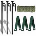 Tree Stake Kits, Tree Stakes and Supports Kits for Hurricane Protection & Bad Weather, Include 3 PCS 11.8" Heavy Duty Steel Tree Stakes, 3 PCS 15.8" Tree Straps and 50 FT Rope