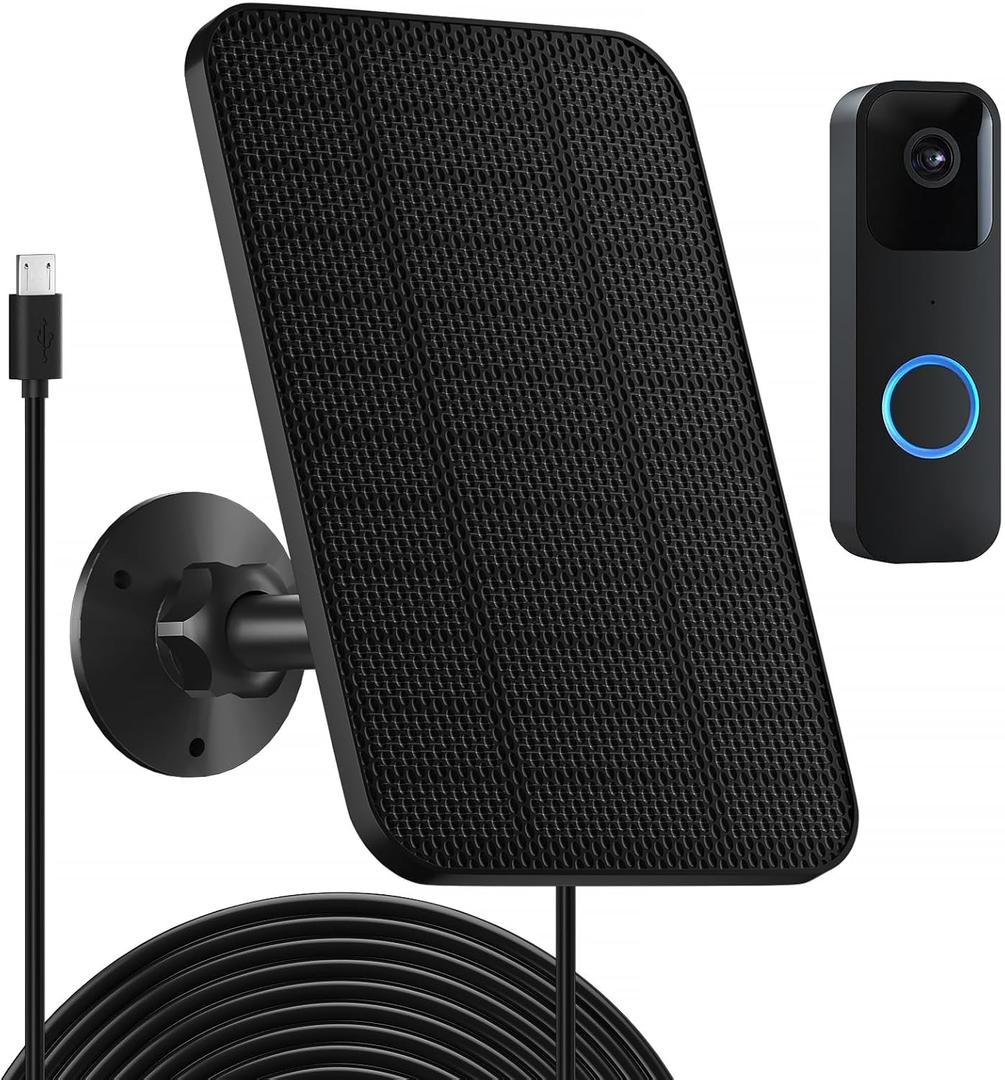 Solar Panel Charger Compatible with Blink Video Doorbell (2021 Version) & Blink XT2 / XT/Outdoor Cam,4W IP65 Waterproof Solar Charger for Blink with 9.84Ft Charging Cable & Doorbell Mount