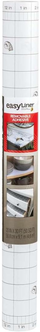 EasyLiner Clear Adhesive Shelf Liner for Cabinets & Cupboards, Protective Covering - Peel and Stick Shelf Liner, Easy-to-Cut & Fit - Self-Adhesive, Removable - 20 in x 30 ft - 1 Roll