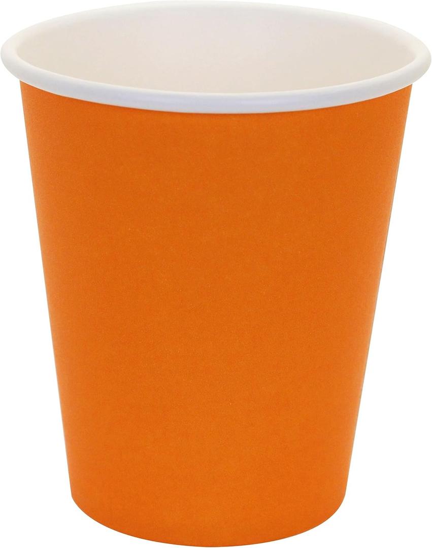 Yes!Fresh Hot Party Paper Cups, 8 Ounce, 50 Count, Multiple Colors (Orange)