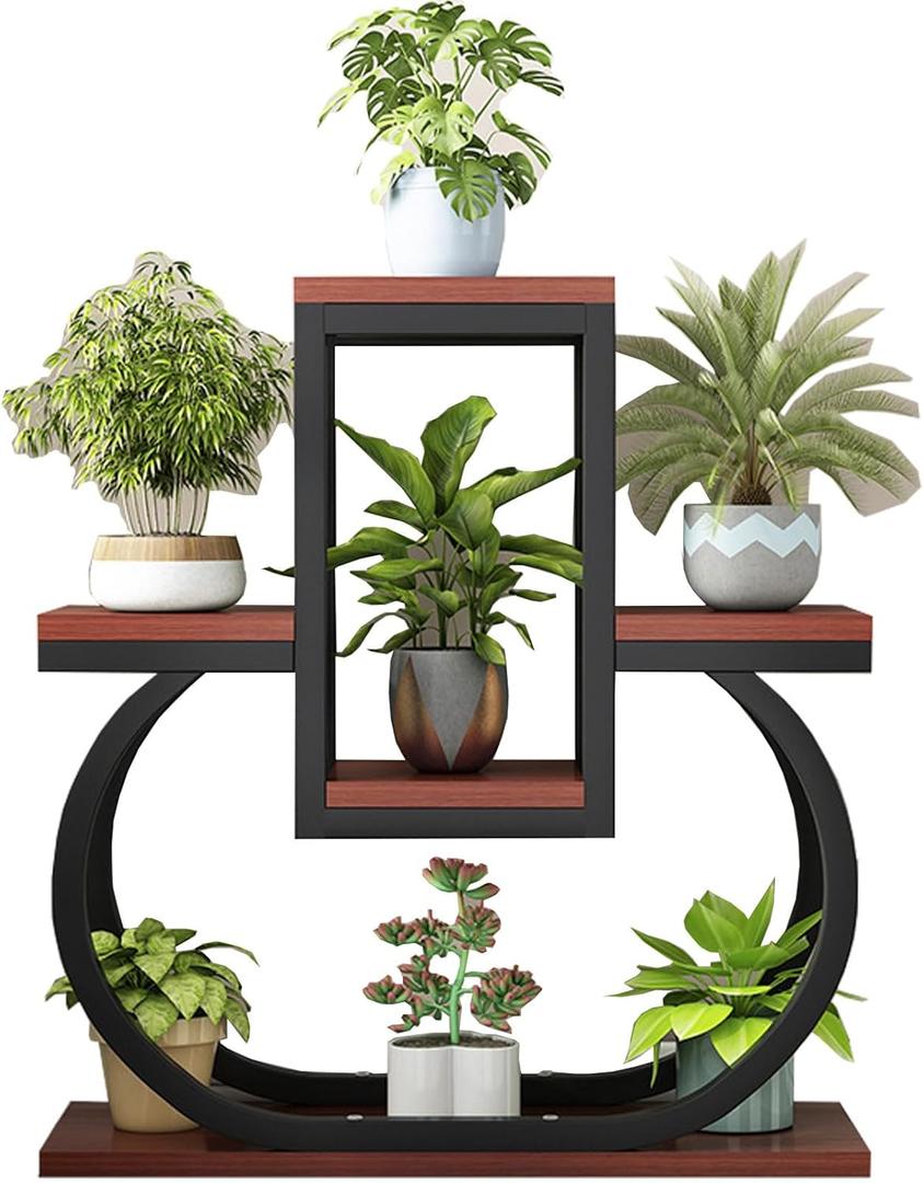 HUHJYUGE Flower Stand Display Indoor, Metal Flower Pot Stand, Tall Flower Shelf Tiered Plant Stands, 4 Tiers Ladder Plant Holder, for Living Room Balcony Corner Office (G)