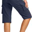 Viodia 15" Long Shorts for Women Hiking Cargo Bermuda Shorts Lightweight Knee Length Capris for Summer Travel Fishing Large