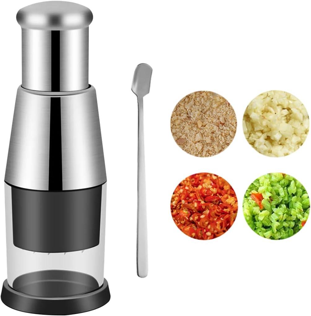 Manual Pressed Chopper, Compact Mini Dicer Food Chopper Onion Chopper Manual Hand Garlic Chopper Stainless Steel Hand Food Chopper Garlic Press for Mincing Garlic Onion Peppers (press)