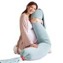 bbhugme Adjustable Pregnancy Pillow  Full Body Support for Side Sleeping - Adjustable Firmness and Shape - Supports Back, Legs, Belly, HIPS for Pregnant Women - Removable Cover - Eucalyptus (Eucalyptus)