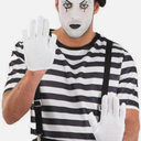 French Clown Mens Fancy Dress Mime Street Artist Circus Carnival Adult Costume, XL