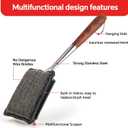Bristle-Free Steam Cleaning Grill Brush Kit Luxurious Long Rosewood Handle, Includes 1 Replacement Head Safe BBQ Grill Cleaning for Outdoor Grill Great Gift for Men/Dad