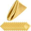 Aneco 12 Pieces Satin Napkin Square 20 x 20 Inches Dinner Napkins Weddings Party Napkin Soft Table Napkins for Romantic Weddings Party Dinner Decoration (Gold)