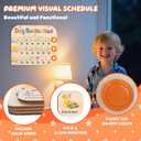 Daily Routine Chart for Toddlers, 3 in 1 Morning Bedtime Checklist Chart to Do List w/ 3 Tap Lights & 18 Task Planning, Sliding Wooden Visual Schedule Board for Kids, Autism, ADHD, Planners