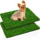 Artificial Pee Grass Pad for Dogs, Fake Grass Replacement Pads for Dog Potty Tray Training Pet Turf, Indoor and Outdoor Mat- 2 Packs (14" x 18")