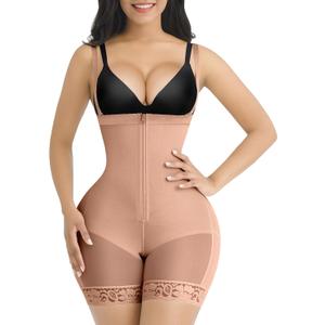 SHAPELLX Fajas Colombianas Shapewear for Women Tummy Control Plus Size Postpartum Body Shaper Butt Lifting Bodysuit (Small, A4-brown)
