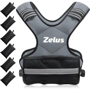ZELUS Weighted Vest for Men and Women | 4-10lb/11-20lb/20-32lb Vest with 6 Ironsand Weights for Home Workouts | Adjustable Body Weight Vest Exercise Set for Cardio and Strength Training (Gray)
