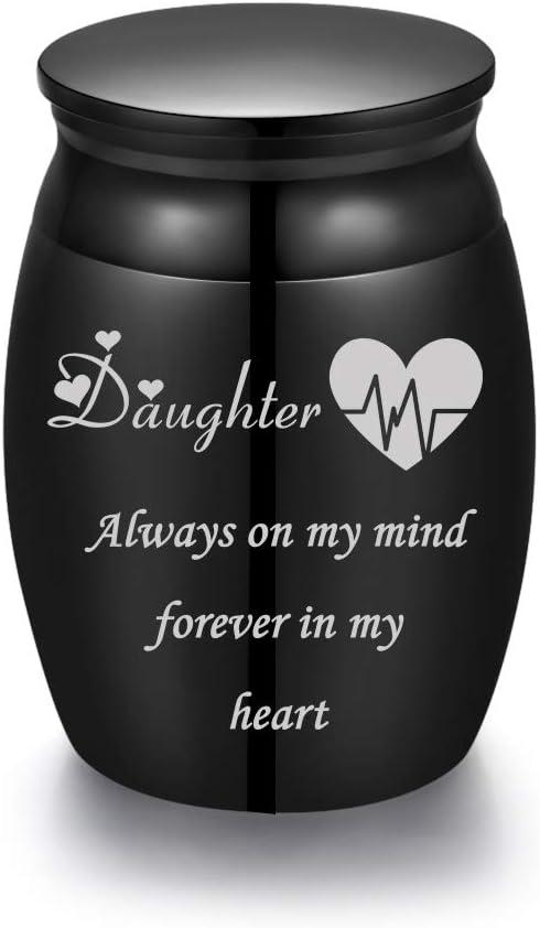Mini Stainless Steel Decorative Cremation Keepsake Urns for Ashes 1.57 Inch High Small Funeral Urns Memorial Ashes Holder Share with Familiy Members-Black Color
