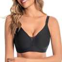 Wireless Bras for Women Supportive Mesh Crossover Bra Seamless Push Up Bralette with Full Support Everyday Bras (Black, XL)