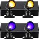 Halloween Village Collection Round Spot Light, Battery Operated Spotlights for Miniature Halloween Decorations (Set of 4) (Orange and Purple)