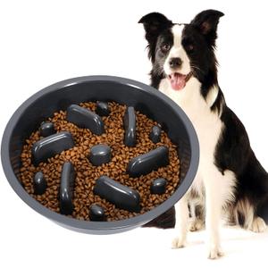 JASGOOD Largr Dog Slow Feeder Bowl - Reduce Slip Puzzle Bowl for Elevated Diners - Dark Gray, Fit Opening 8.9"-9.25"