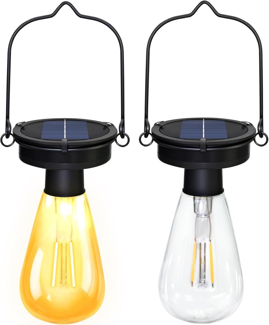 2 Pack Solar Hanging Lights Replacement Top（Top Size 3.23 inch） Solar Lanterns Outdoor Waterproof Can be Used Directly as a Solar Light Bulb Suitable for Courtyard Lighting and Garden Decoration