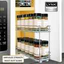 LYNK PROFESSIONAL Pull Out Spice Organization for Cabinets - 4-3/8 inch Wide Spice Rack for Inside Cabinets, Slide Out Spice Rack Organizer for cabinet Pull Out Spice Rack, Sliding 2 Tier Chrome