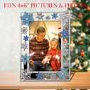 GUOER Christmas Decorations Photo Frame 4x6 Inch Snowflake Christmas Metal Photo Display Picutre Photo Frames with High Definition Glass Front Gift Ideas Tabletop Home Decorative (Blue)