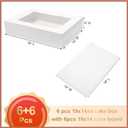 Mefleet 6pcs 19x14x4 Half Sheet Cake Boxes with 6pcs Cake Boards Rectangle 1/2 Sheet Bakery Boxes with Window for Pastry Baking Cake, Cupcakes, Donuts, Cookies, Pie Treat Packaging White Large