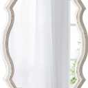Rustic Scalloped Oval Mirrors for Bathroom 13 X 19 Inch, Distressed White Hanging Vintage Mirror, Farmhouse Wood Frame Gothic Wall Mounted Makeup Mirror for Bedroom Hallway Entryway