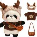 Dress Up Panda Plush with Clothes & Accessories, Kraft Paper Gift Box Packaging, Soft Panda Stuffed Animal Playset, Gift for Kids Toddlers, Pretend Play Fashion Plushie, 11 Inch(Brown)