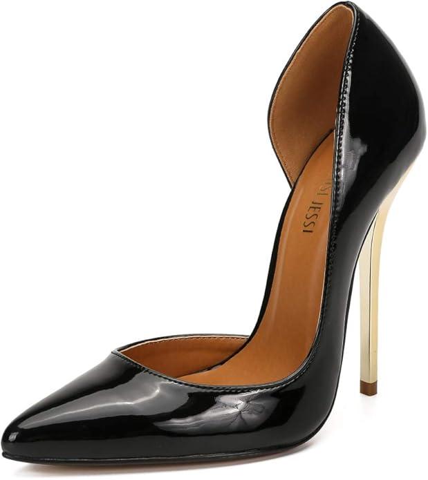 Unisex Men's Women's D-Orsay Pointed Toe Stiletto Super High Heels Slip on Pumps - Size 12.5 men's / size 15 Women's