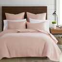 Levtex Home Cross Stitch Reversible Full/Queen Quilt Set (88x92in) with 2 Pillow Shams (26x20in) - Stitch Texture - Blush - Cotton Full/Queen Size Quilt Bedding Set - Lightweight, Soft, Pre-Washed