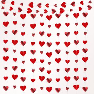 Fuyoooo 10 Pack 130ft Glitter Red Holographic Heart Party Garland Asymmetrical Love Hanging Banners for Birthday Wedding Decorations Mothers Day Bachelorette Bridal Shower Engagement