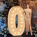 Mixifox Marquee Numbers 5 Feet Tall Large Light Up Numbers 0 for 40th 50th 60th Birthday Party Decorations Men Women Big Anniversary Decor Giant Light Up Sign Foam Board