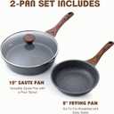 SENSARTE Nonstick Frying Pan Skillets, Swiss Granite Coating Omelette Pans, Healthy Cookware Chef's Pan, Free of Intentionally Added PFOA (8 Inch Frying Pan and 3.5QT Saute Pan), 8 Inch+3.5qt W/ Lid