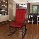 ELFJOY Rocking Chair Cushion Kitchen Chair Cushions with Seat Back Cushion Smooth and Comfortable Chair Pads with Ties 17x17 inch + 17x21 inch, Red