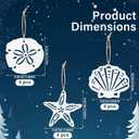2 x Coastal Christmas Tree Hanging Decor Wooden Ornaments Starfish, 12 Pcs Beach Christmas Ornaments Seashells Sanddollar for Nautical Xmas Tree Fireplace Home White Decoration