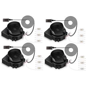 4-Pack Inflatable Fan Replacement, 1.0A Air Fan Blower with 1.25A Adapter and 3 LEDs Bulbs Light Strings for Halloween, Thanksgiving and Christmas Inflatables (IP68 Waterproof, 5.0 * 5.0'')