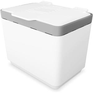 GLAD Compost Bin for Kitchen, 1.5 Gallon | Plastic Container with Removable Inner Basket, Bag Storage Holder, and Carbon Odor Blocking Filters, White