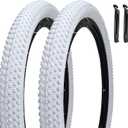 SIMEIQI Pair of 12"/14"/16"/18"/20"x2.125" Bike Tires White for Trail Road Urban Pavement Kid's Replacement Bicycle Tyres Compatible with 14/16/18/20x1.75/1.95/2.0/2.125 Tire Wheel