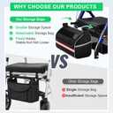 Walkers for Seniors, Rollator Walker with Seat, Walkers for Seniors with seat, 350 lb Capacity,with 8'' Big Wheels, Rolling Walker (Blue)