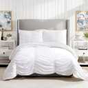 Modern Heirloom Emily Texture (White) 2-Piece Comforter Set, Ruched All Seasons Bedding, Machine Washable - Twin/Twin XL Size