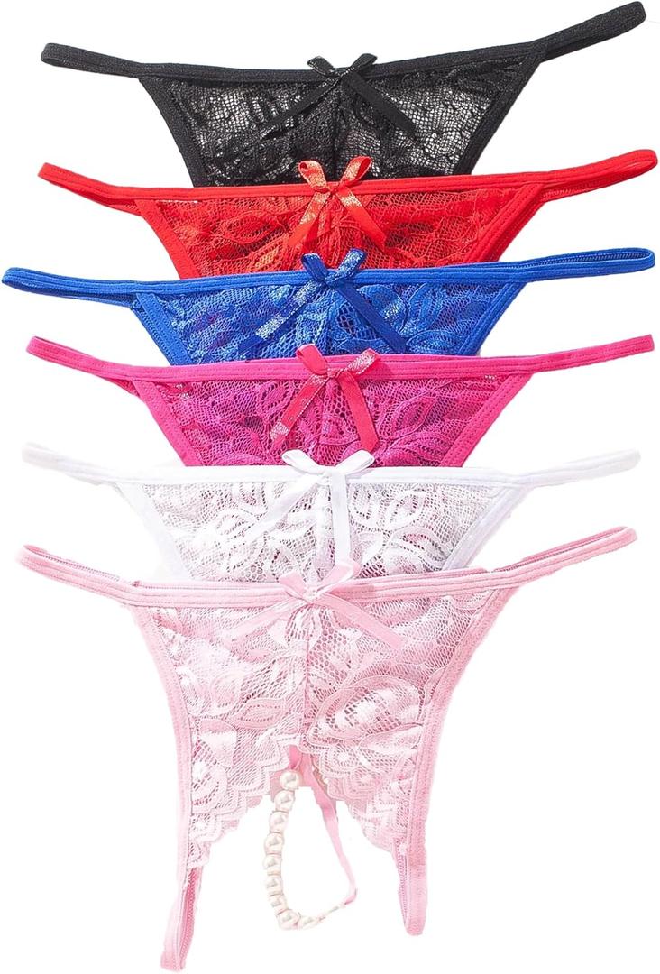 Justgoo Womens Lace G-String Thongs Panties Underwear Low Rise T-Back Underpants Pack of 1-5 Justgoo Womens Lace G-String Thongs Panties Underwear Low Rise T-Back Underpants Pack of 1-5