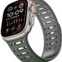 Compatible with Apple Watch Band 49mm 46mm 45mm 44mm 42mm 41mm 40mm 38mm, Magnetic Silicone Sport Breathable Strap for iWatch Ultra 2 SE Series 10 9 8 7 6 5 4 (49/46/45/44/42mm, Green/Gray)