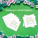 100pcs Mahjong Cocktail Napkins, 4.92x4.92in 2-Ply Paper Funny Cocktail Napkins with Mahjong Patterns for Asian-Themed Party Casual Gatherings Game Night Supplies