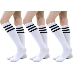 TOCONFFON Youth Soccer Socks Kids Boys Girls Baseball Outfit Knee High Softball Long Socks for Football Volleyball Athletic (White)