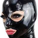 Black Latex Hood Mask Full Face Riding Hood for Party Cosplay Latex Mask for Halloween Christmas Party